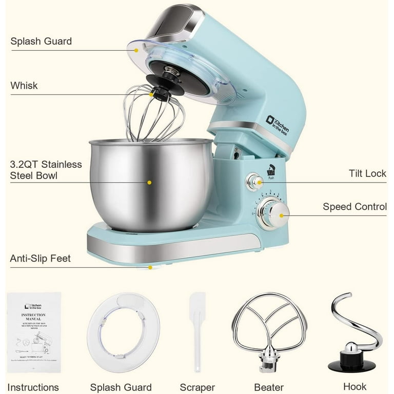 Kitchen in the box Protable 3.2Qt Stand Mixer Small Electric Food