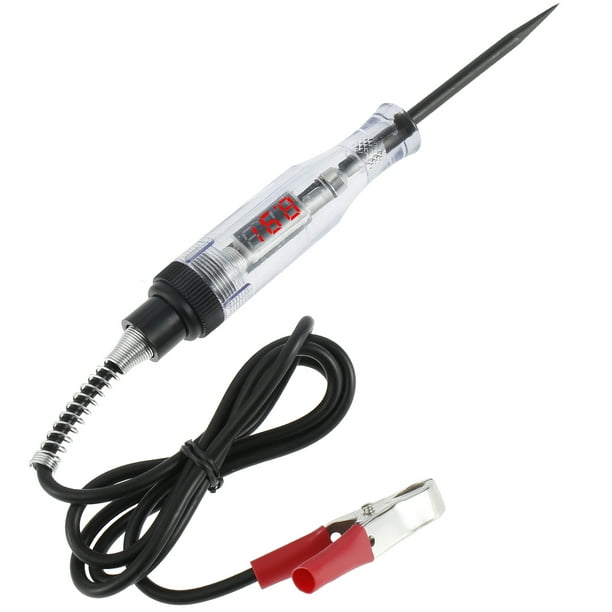 Muyoka Sonda de luz de prueba, probador de circuito eléctrico de 3-24 V con clip de cobre puro y probador de sistema eléctrico de coche de alambre de resorte extendido de 37,4 pulgadas Muyoka Hogar