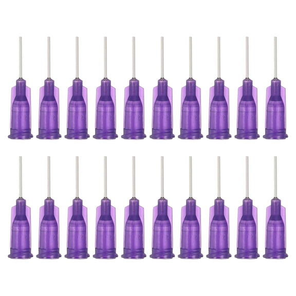 21Ga Dispensing Needles, 102PCS 1/2 Inch Industrial Blunt Tip Dispensing Needle Syringes with Luer Lock Needle for Refilling Liquid Inks Adhesive Glue Oil,Purple