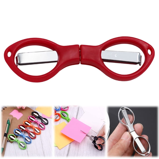 1Pc Portable Folding Scissors,Multipurpose Anti-Rust Glasses-Shaped Mini Shear for Home and Travel Use,Small Glasses Shaped Compact Shear Telescopic Cutter for DIY Crafting Projects(A)