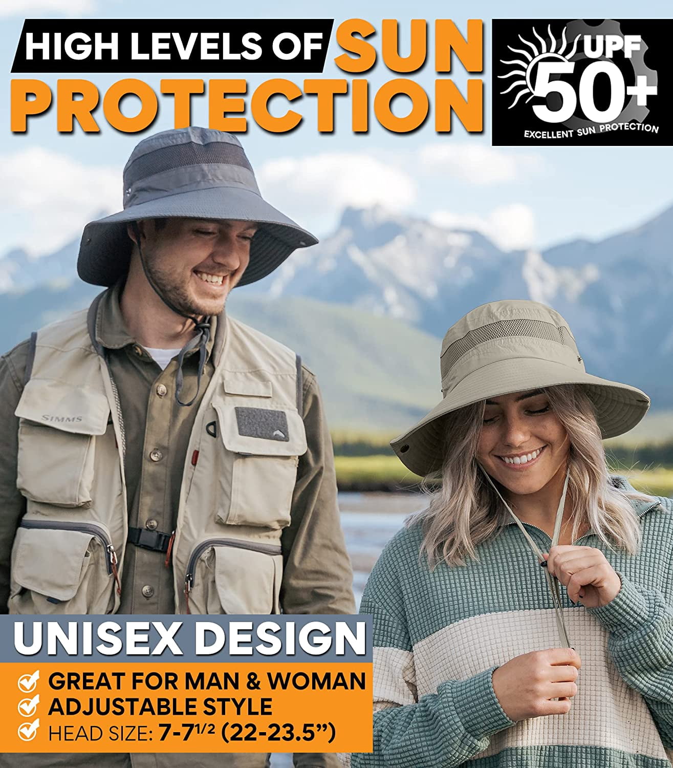 UPF 50 Cooling Sun Hat Wide Brim Outdoor Adventure Hiking Fishing Beach Adventure Hat - Breathable UPF 50 Certified | Sunday Afternoons main image 2