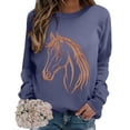 thumbnail image 5 of Sweaters For Women Horse Print Hoodless Sweatshirt Riding Horse Lover Long Sleeve Crew Neck Pullover Tops Casual Loose Shirts Warm Soft For Fall And Winter 2Xl Womens Sweaters, 5 of 7