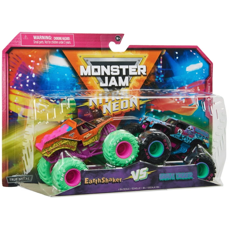 Monster Jam, 2-Pack Neon 1:64 Nitro Monster Trucks, Earth Shaker