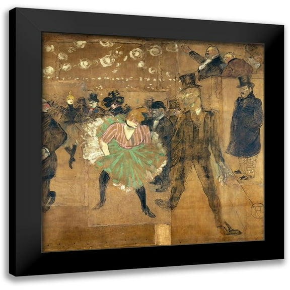 Toulouse-Lautrec, Henri de 12x12 Black Modern Framed Museum Art Print Titled - Panneaux pour la baraque de la Goulue, a la Foire du Trone a Paris