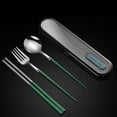 thumbnail image 2 of Travel Utensils Set Stainless Steel Spoon/Chopsticks/Fork with Holder Case Housewarming Gift, 2 of 10