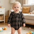 thumbnail image 2 of Gerichy Baby Girl Plaid Shirt Romper Flannel Long Sleeve Tops 0 3 6 9 12 18 Months Infant Button Down Fall Clothes, 2 of 7