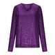 thumbnail image 4 of Ounisa Plus Size Sequin Top for Women 3/4 Sleeve V Neck Glitter Sparkle Shimmer Party Disco Club Concert Outfits, 4 of 6