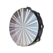 Weloille 6in Radiant Tambourine Hand Held Drum 8inch Double Row Jingles Reflective Tambourine Musical Instrument