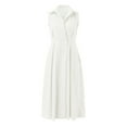 thumbnail image 4 of RYKJLWY Spring Dresses for Women 2024 New Summer Fashion Wave Dot V Neck Women's Button Fishtail Dress Lapel With Pocket Dresses for Women 2024 Wedding Guest (White,S), 4 of 5