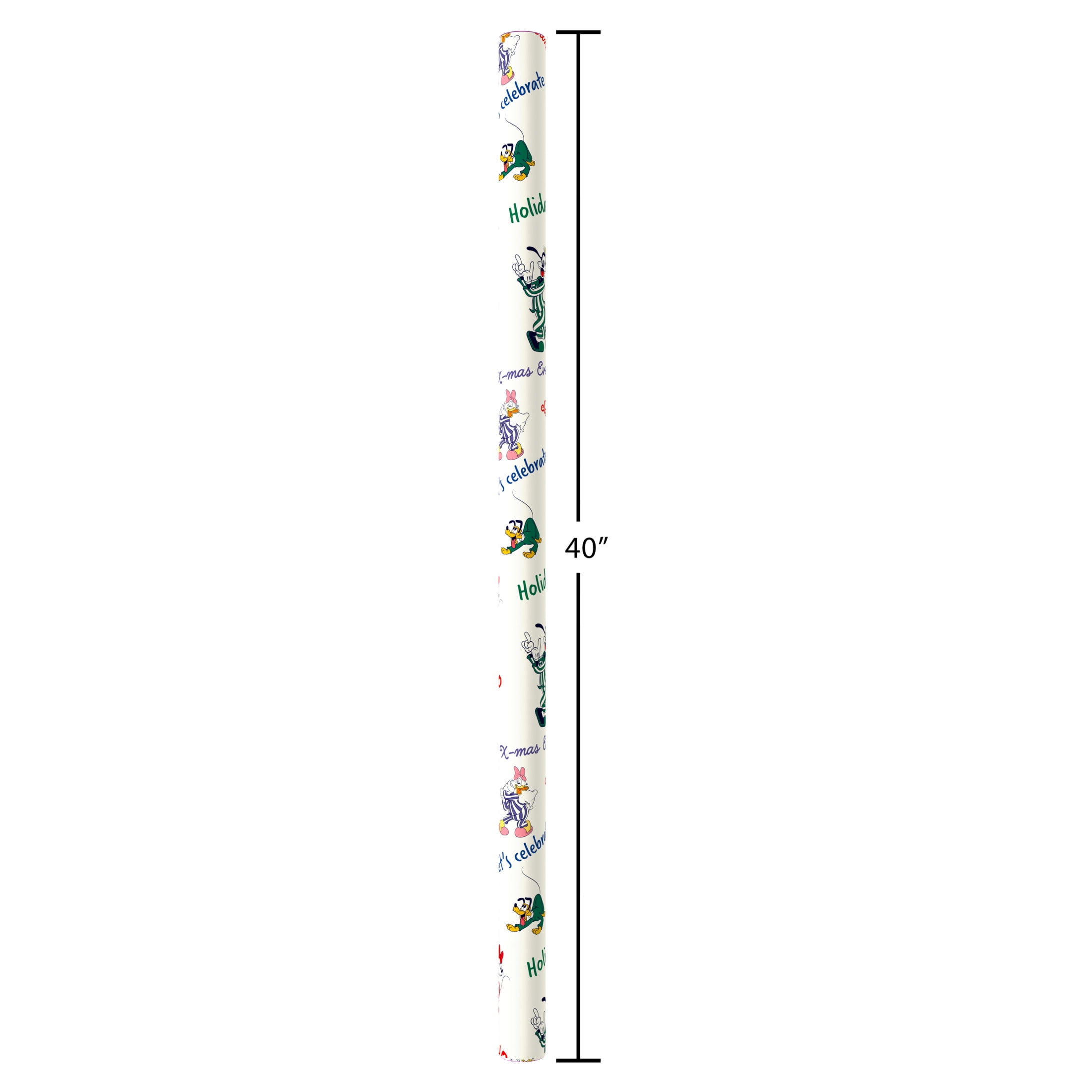 Plus Mark 40 in. Disney's Mickey and Friends PJs White Christmas Wrapping Paper with Cutlines (60 Sq. ft., 1-Roll)