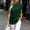 #0080-Green, variant on Women's Casual Cap Sleeve Color Solid Tops Crewneck Sweatshirts Comfy Loose Fit Pullover Daily