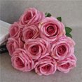 thumbnail image 4 of Moyic Ramo de rosas artificiales de 10 cabezas, decoración de simulación, centro de de oficina en casa, rosa falsa Flores artificiales Rosa oscuro Moyic HA7033-05B, 4 of 5