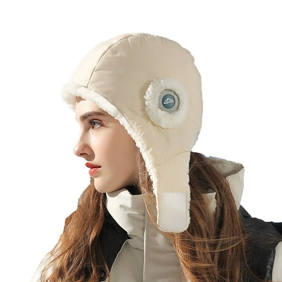 Winter Down Hats for Women Men Lightweight Windproof Ear Flap Trapper Cap Brimless Outdoor Warm Ski Hat