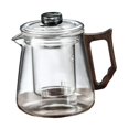 thumbnail image 3 of Tetera de vidrio de borosilicato alto fabricante de té en flor mango de madera de 600 ml separación de agua de té suelta fabricante de té de hoja para Claro, 3 of 8
