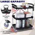 thumbnail image 2 of Chariot Utilitaire Pliant Robuste à 3 Niveaux – Capacité de 176 Lb, Chariot de Rangement Pliable avec Roues Pivotantes à 360° Verrouillables, Poignée Ergonomique Rouge pour Cuisine, Garage, Bureau, Maison – Noir, 2 of 7