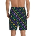 thumbnail image 3 of Bixox Men's Mardi Gras Strings of Beads printed lightweight casual shorts, soft sleep shorts with pockets., 3 of 7
