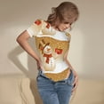 thumbnail image 5 of Balery Christmas Snowman Gift Women's Short Sleevee Crew Neck Bodysuit Tops Short Sleeve Tops Basic-Small, 5 of 9