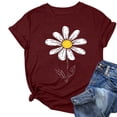 thumbnail image 2 of ZQUUVOU Womens T-Shirts Printed Floral Crew Neck Short Sleeved Tops(Burgundy,S), 2 of 6