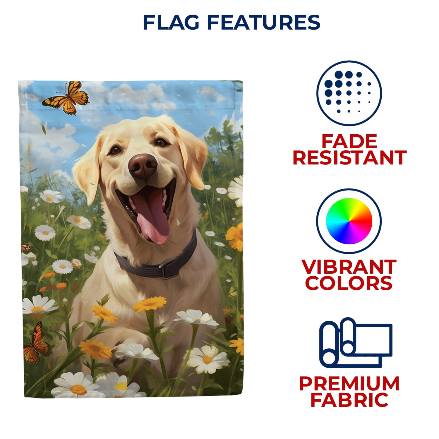 America Forever Spring Summer Golden Retriever Dog House Flag 28 x 40 inch Double Sided Golden Retriever Puppy Floral Daisies Spring House Flag for Outdoor Dog Flag Yard Decoration