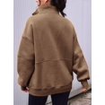 thumbnail image 5 of Sweatshirt for Women Fall Half Zip Pullover Oversized Fleece Mock Neck Hoodies Fashion Outfits Winter Clothing Brown S, 5 of 6