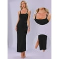 thumbnail image 2 of DARING DIVA Spaghetti Strap Bodycon Sleeveless Casual Slit Maxi Dress XS Black, 2 of 6