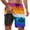 Hot Pink, variant on Men Shorts with Compression Liner Summer Leaf Print Drawstring Elastic Waisted Striped Beach Shorts