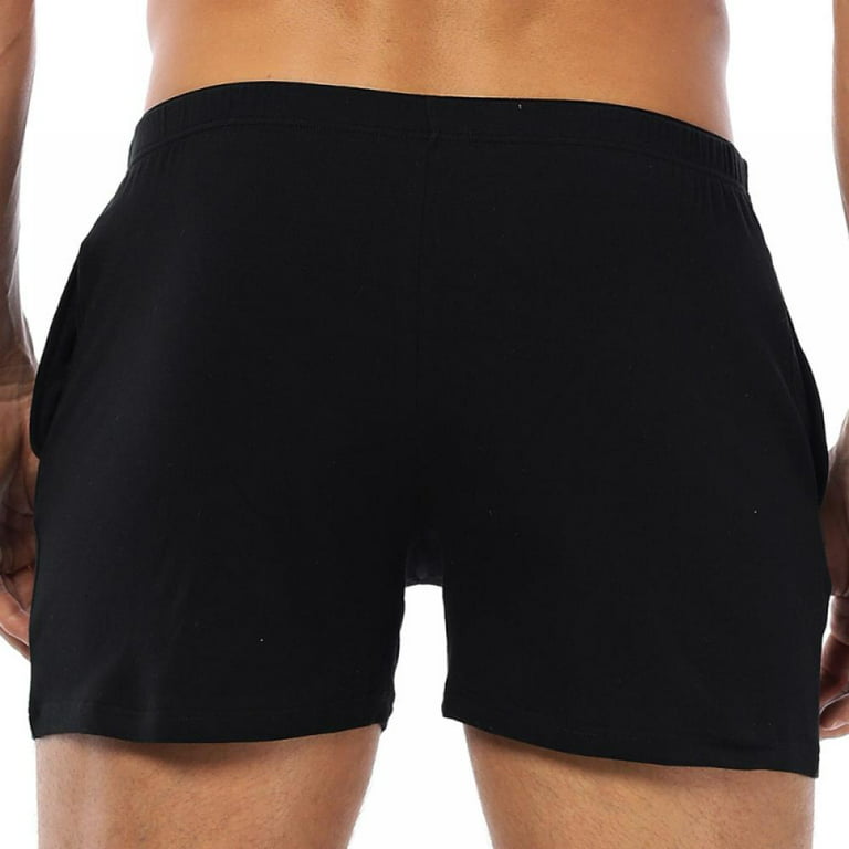 Men's Mid-rise U-Convex Boxer Solid Color Cotton Comfort Soft Breathable  Loose Fit Underpants Casual Boyshorts(2-Packs)