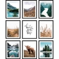 thumbnail image 2 of PixonSign Framed Canvas Print Wall Art Set - Rustic Mountain & Lake Poster Arts - Set of 9 Nature Wilderness Botanical & Animal Photography Wall Décor for Room Decoration - 12"x16" Black, 2 of 5
