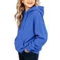 thumbnail image 3 of Kids' Hoodie Drawstring Kangaroo Pocket Long Sleeve Casual Pullover Basic Comfortable Solid Color Streetwear Top, 3 of 4