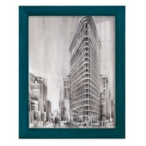 Art Deco Cityscape II -Framed Print w/glass-Ocean Blue