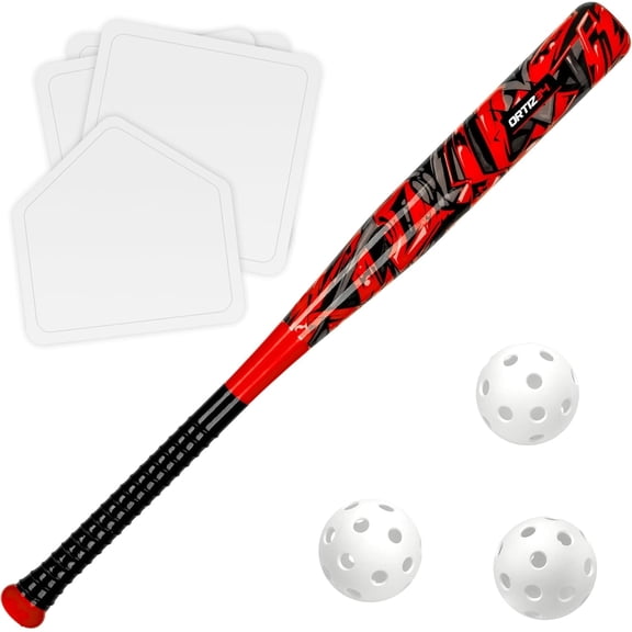 Ortiz34 Grand Slam Baseball Set, Graffiti Plastic Bat, 3 Balls & 4 Throw Down Bases