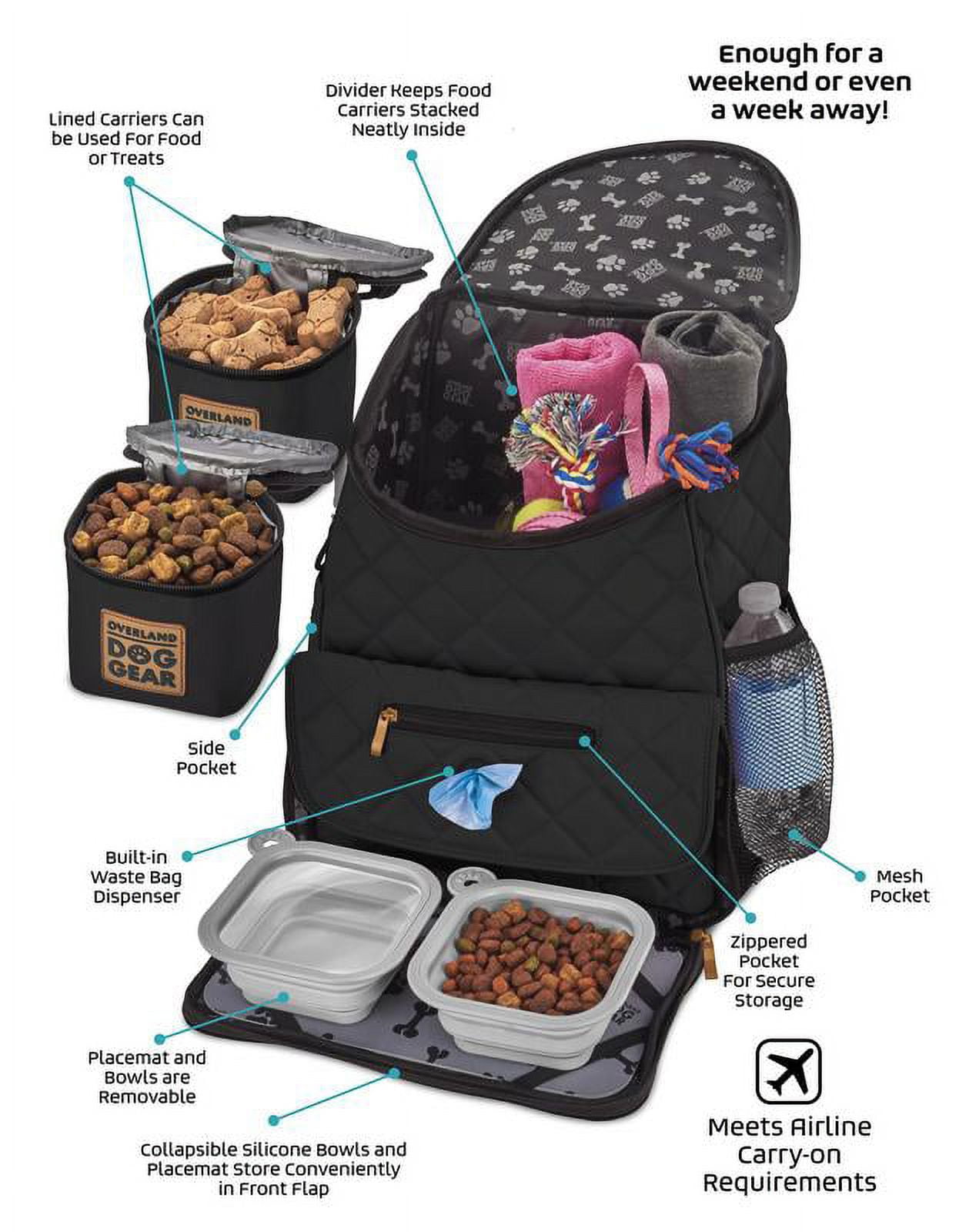 Overland Dog Gear Weekender Backpack, Black, 1.50 lbs