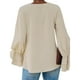 thumbnail image 3 of Blusa Con Cuello En V, Blusa De Manga Larga, Manga Suave Con Volantes, Color Puro, Elegante Para Fiestas De Citas. ANGGREK Cocina, Decoración y Otros, 3 of 5