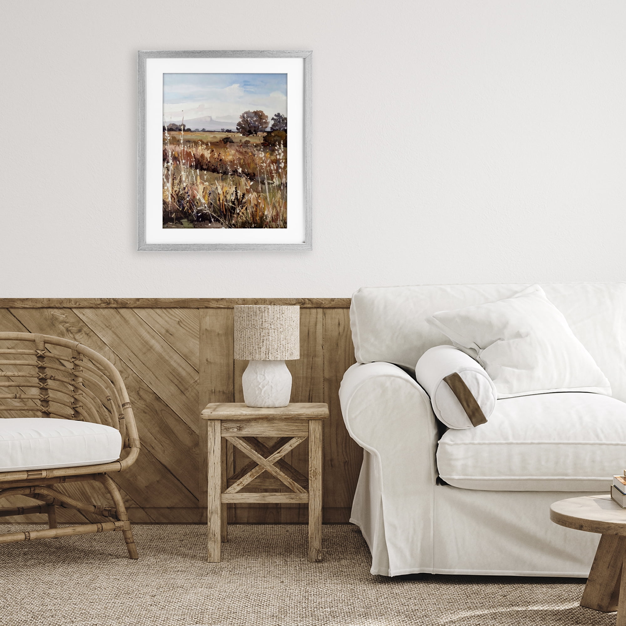 Stupell Industries Peaceful Meadow Expression Gray Framed Print Under Glass, design by Alonza Saunders