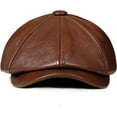 thumbnail image 6 of CoCopeaunts Newsboy Cap Retro Octagonal Genuine Leather Hat Beret Student Tongue Cap Snapback Caps for Men, 6 of 8