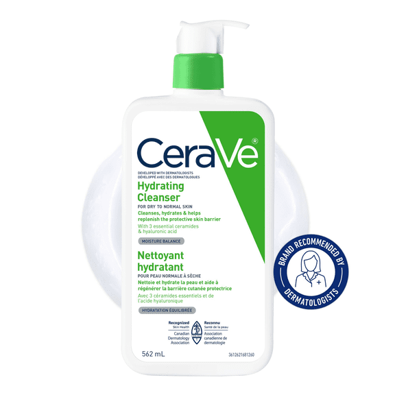 CeraVe Hydrating Cleanser, Gentle Face Wash with Ceramides and Hyaluronic Acid for Normal to Dry Skin, 562mL