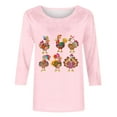 thumbnail image 4 of asdoklhq Thanksgiving Shirt Women's Thanksgiving Printed Round Neck 3/4 Sleeve T-shirt Loose Top Long Sleeve Round Neck Top/Shirt Pink M, 4 of 4