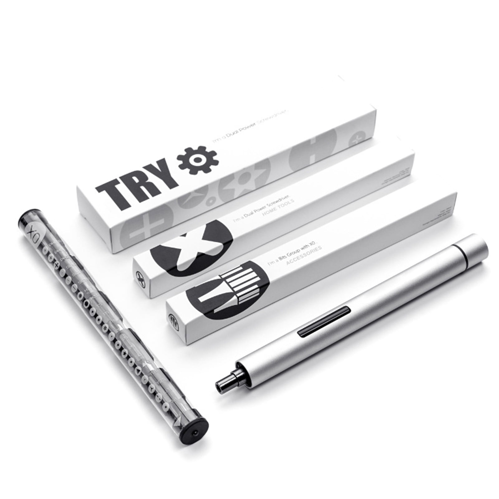 Air Compressor Screwdriver Set 20pcs Bits Electric and Manual Screwdriver Aluminum Body Portable Tool Magnetic Design Maintenance Watch Camera