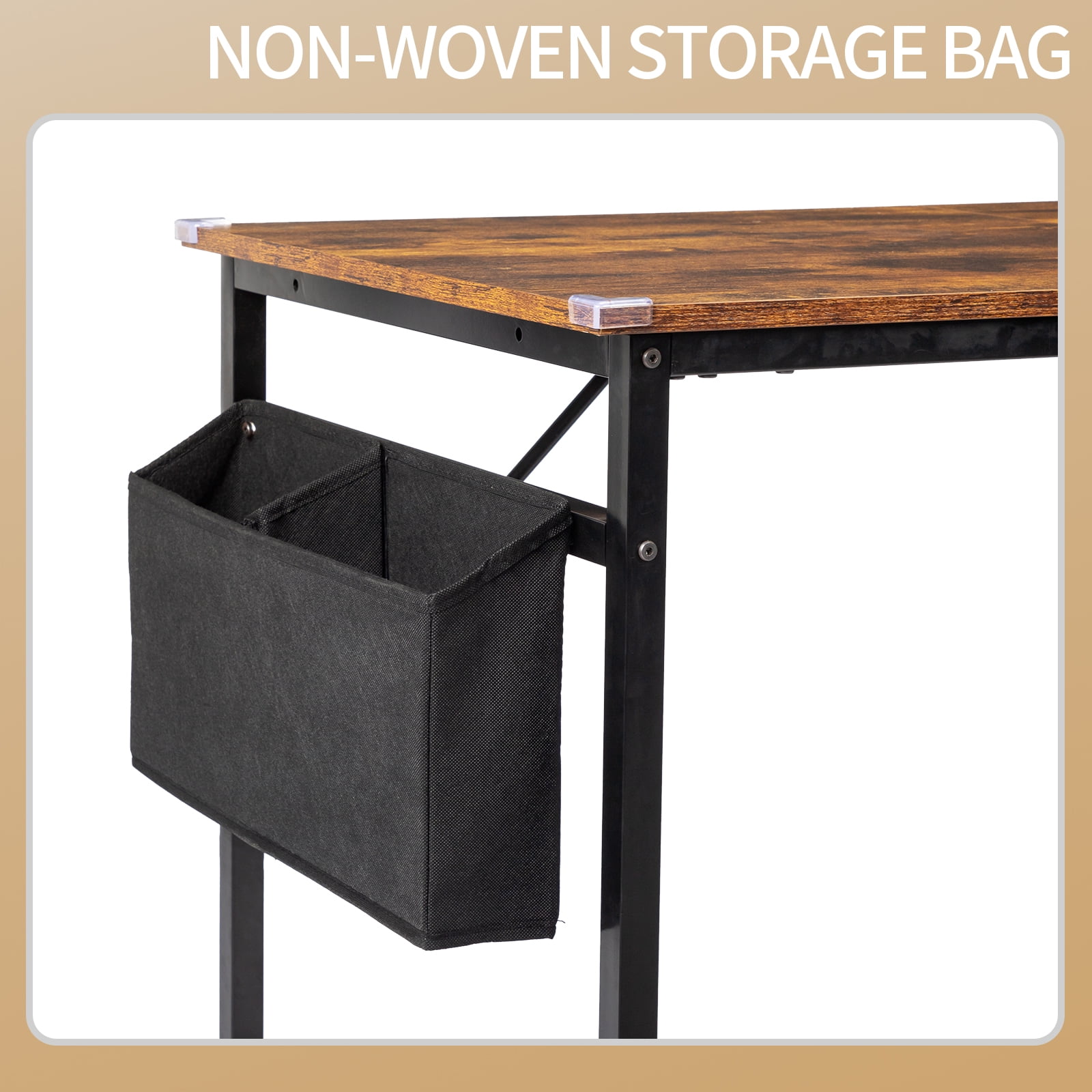 Computer Desk with Storage Shelf, Weathered Wood Finish Home Office Desk, Sturdy Iron Frame & P2 Eco-Friendly Board, Cut-Off Design Gaming Writing Desk