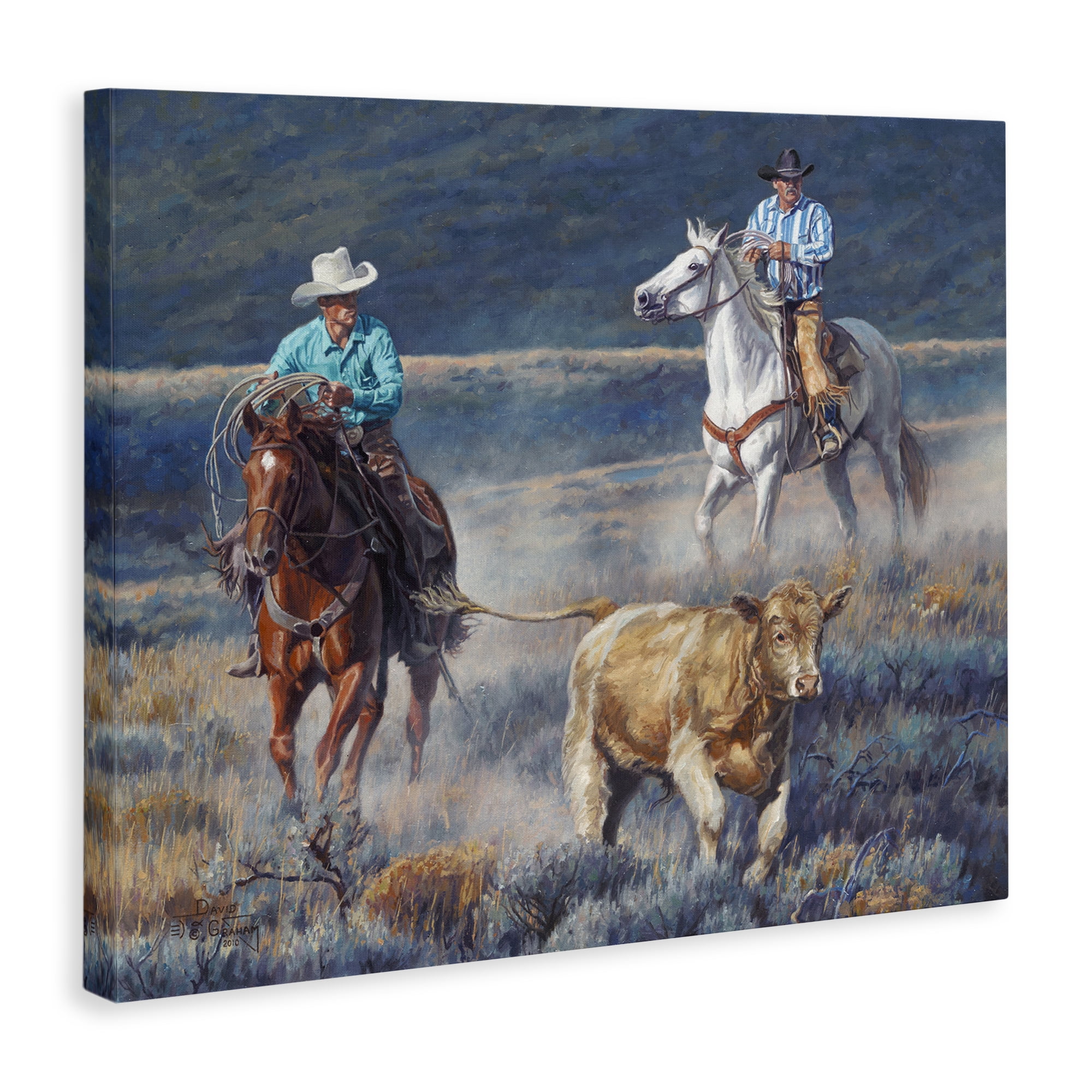 Stupell Industries The Chase Cowboys Landscape Painting Gallery Wrapped Canvas Art Print Wall Art, 30 x 24