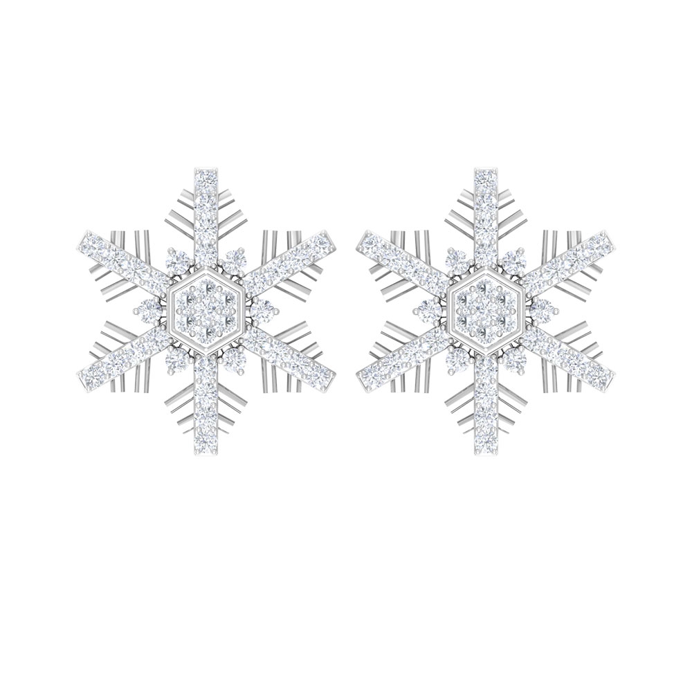 snowflake diamond earrings white gold