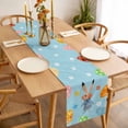 thumbnail image 3 of Table Runner 72 Inches Long for Kitchen Dining, Spring Easter Dresser Scarf Farmhouse, Dining Table Decorations for Wedding/Parties, Bunny Colorful Eggs Floral Blue 18 x 72 In, 3 of 8