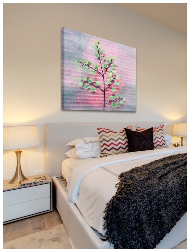 Marmont Hill - "Pink and Green" by Irena Orlov Painting Print on Wrapped Canvas