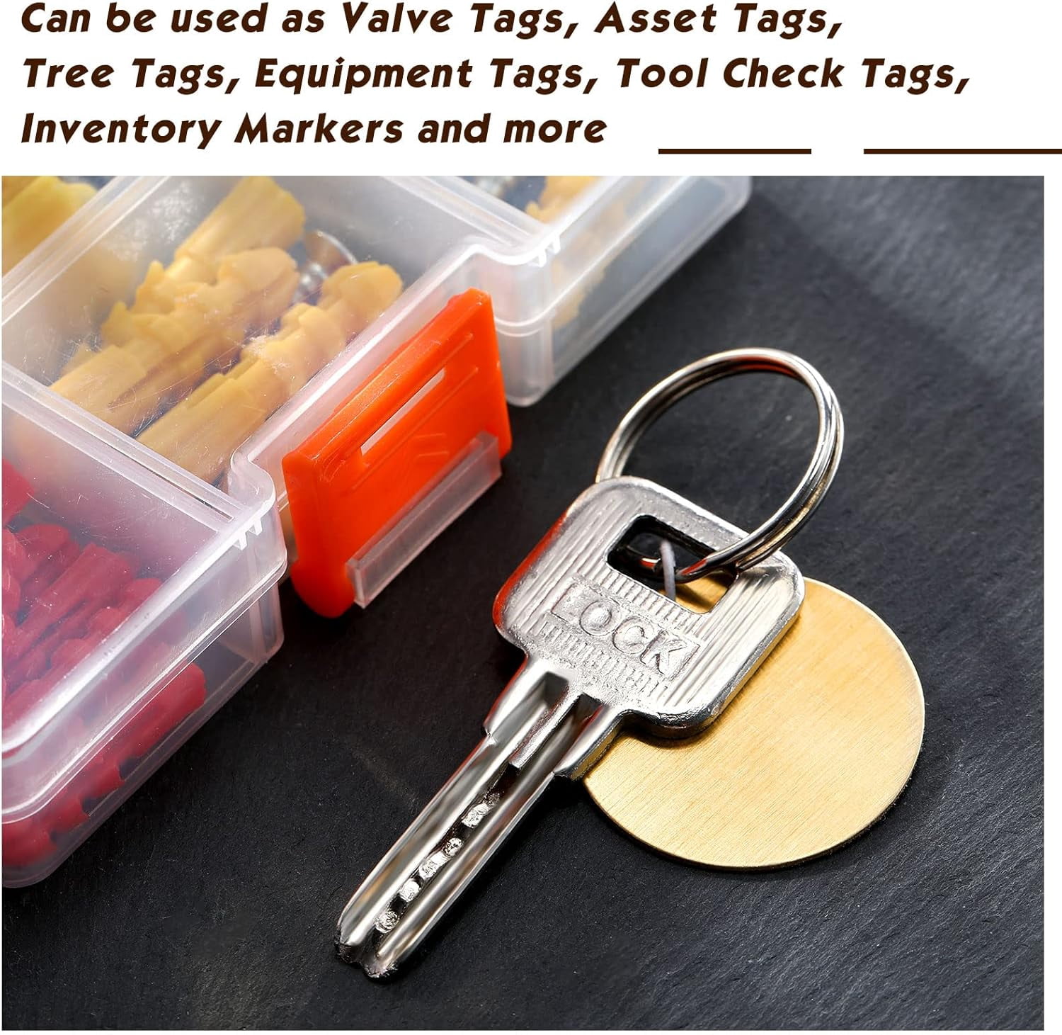 50 Pcs Round Brass Tags, 1-1/4 Inch Diameter, Gold Blank Metal Stamping Key Brass Tags with Hole Engraving for Pets, Dogs, Plants, Doors