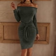 thumbnail image 3 of Efsteb One Shoulder Dresses for Women Formal Casual Fashion Long Sleeve Cocktail Party Midi Dresses (Black,M), 3 of 6