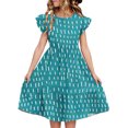 thumbnail image 2 of Nmnitkp Girl Dresses Cute Dress for Girls Kids Summer Double Layer Ruffle Sleeve Dress Sky Blue,7 Years, 2 of 8