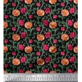 thumbnail image 1 of Soimoi Cotton Duck Fabric Leaves & Dahlia Floral Printed Craft Fabric by The Yard 42 Inch Wide, 1 of 3