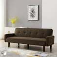 thumbnail image 2 of Modern Futon Sofa Bed, Linen Fabric Sleeper Sofa, Convertible Reclining Upholstered Couch Bed with 5 Wood Legs and Armrest, Foldable Couch Sofa Bed for Living Room, Office, Apartment, B1036, 2 of 10