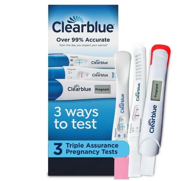 Clearblue Triple Assurance Pregnancy Test Kit, Home Pregnancy Tests, 3 Ways to Test, Results 6 Days Sooner, hCG Hormone Pregnancy Test, Great for Pregnancy Announcement, 3 Ct