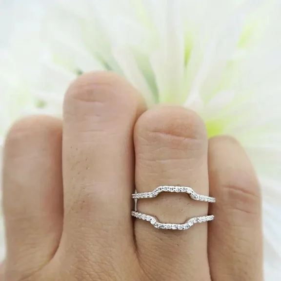 Enhancer Band Ring 2 Ct Round Cut White Moissanite 14k White Gold Plated